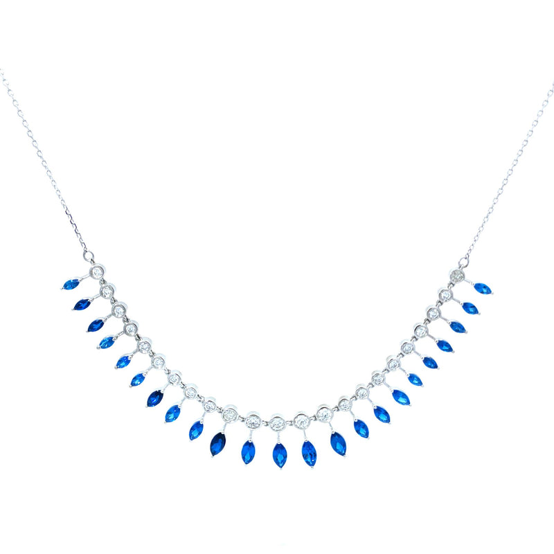 Celestial Harmony 18K White Gold Diamond & Blue Stone Convertible Necklace
