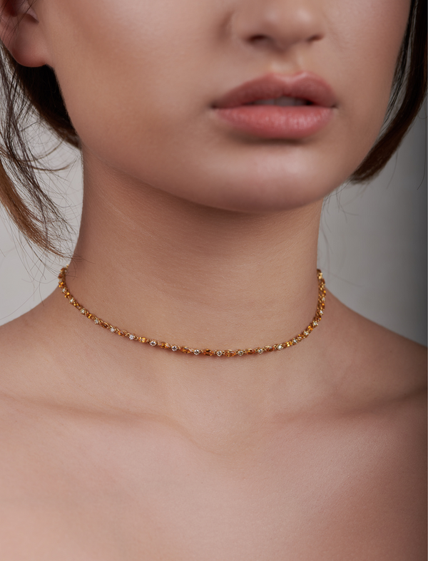Golden Sunbeam Elegance 18K Yellow Gold Diamond Necklace