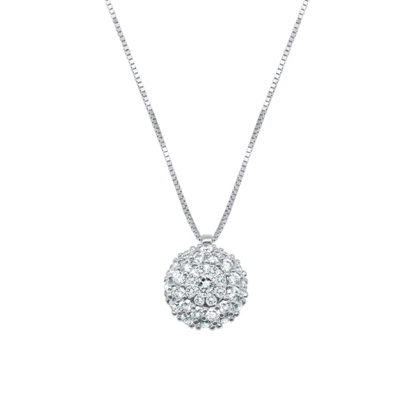 Sunfire Glow-18K White Gold-Diamond Pendant-Womens Jewelry