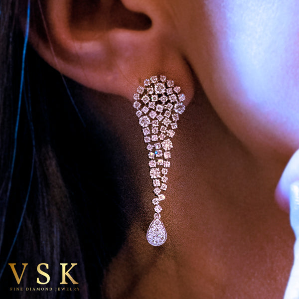 Glowing Star-18K White Gold-Diamond Earring-Womens Jewelry