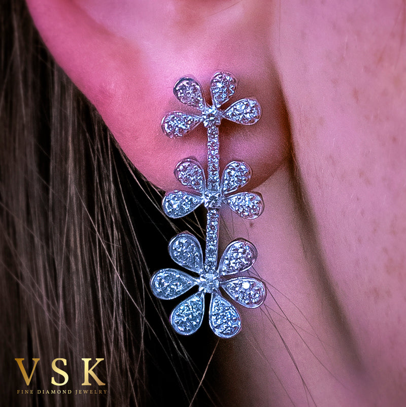 Floral Symphony | 18K White Gold | Diamond Earring | Womens Jewelry