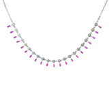 Pink Opulence | 18K White Gold | Diamond & Pink Color Stone Necklace | Womens Jewelry