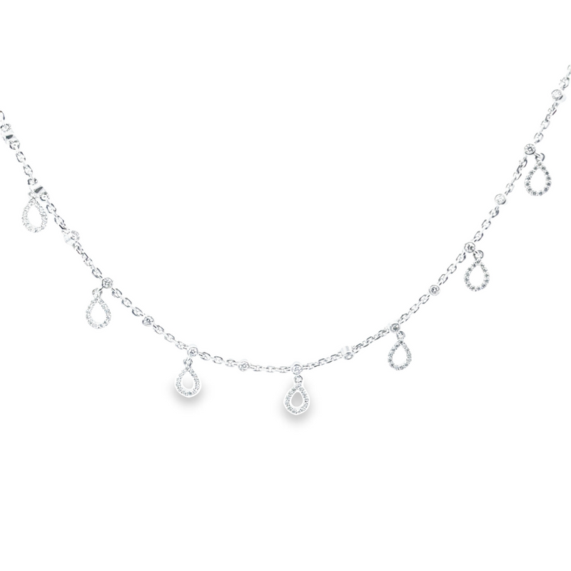 Dewdrop Cascade | 18K White Gold | Diamond Necklace | Womens Jewelry