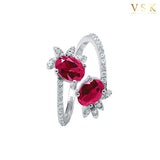 ﻿Majestic Ruby Radiance-18K White Gold-Ruby & Diamond Ring-Womens Jewelry