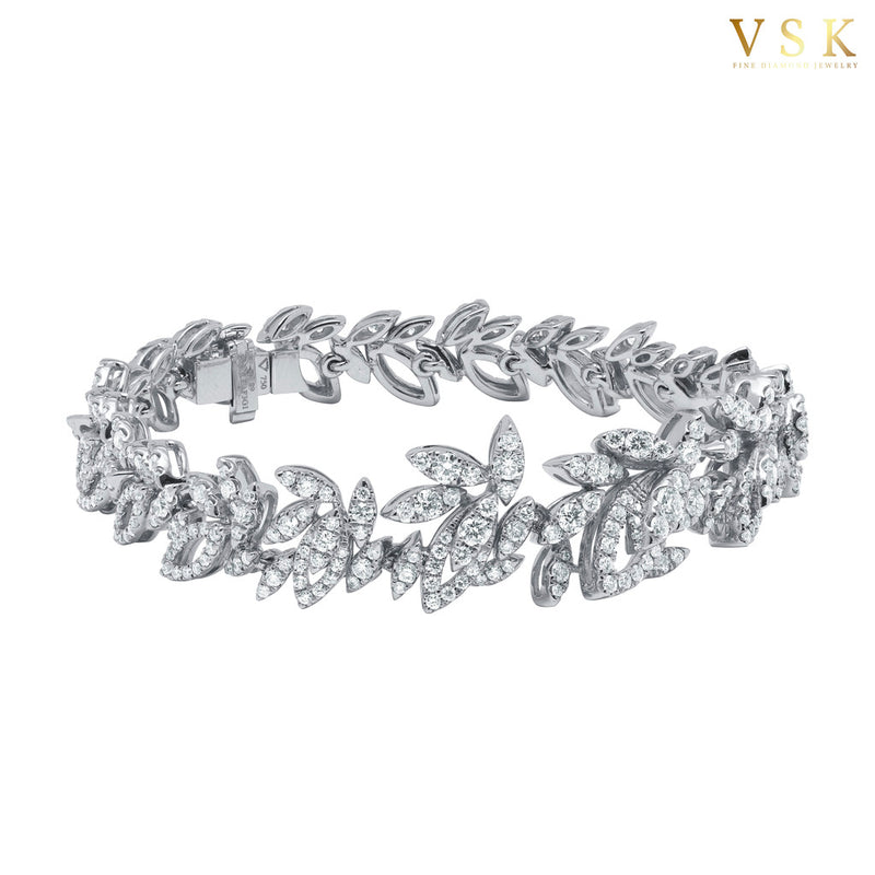 BMQLEAF-18K White Gold-Nature Inspire-Diamond Bracelet
