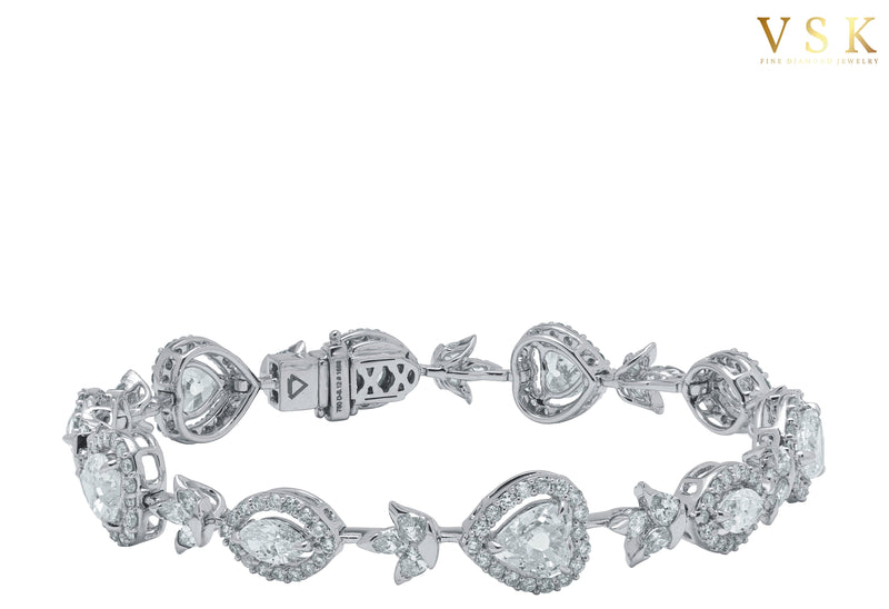 Everlasting Love's Embrace-18K White Gold-Heart Cut Diamond Bracelet-Womens Jewelry