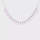 Pink Opulence | 18K White Gold | Diamond & Pink Color Stone Necklace | Womens Jewelry