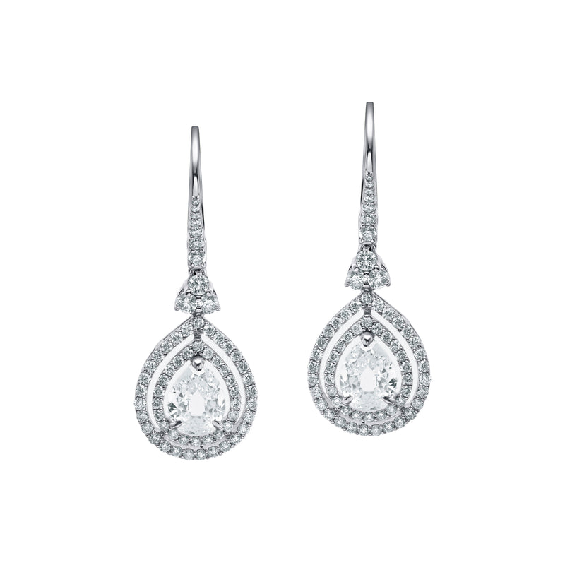 PSDrop-18K White Gold-Pear Cut Diamond Earring-Womens Jewelry