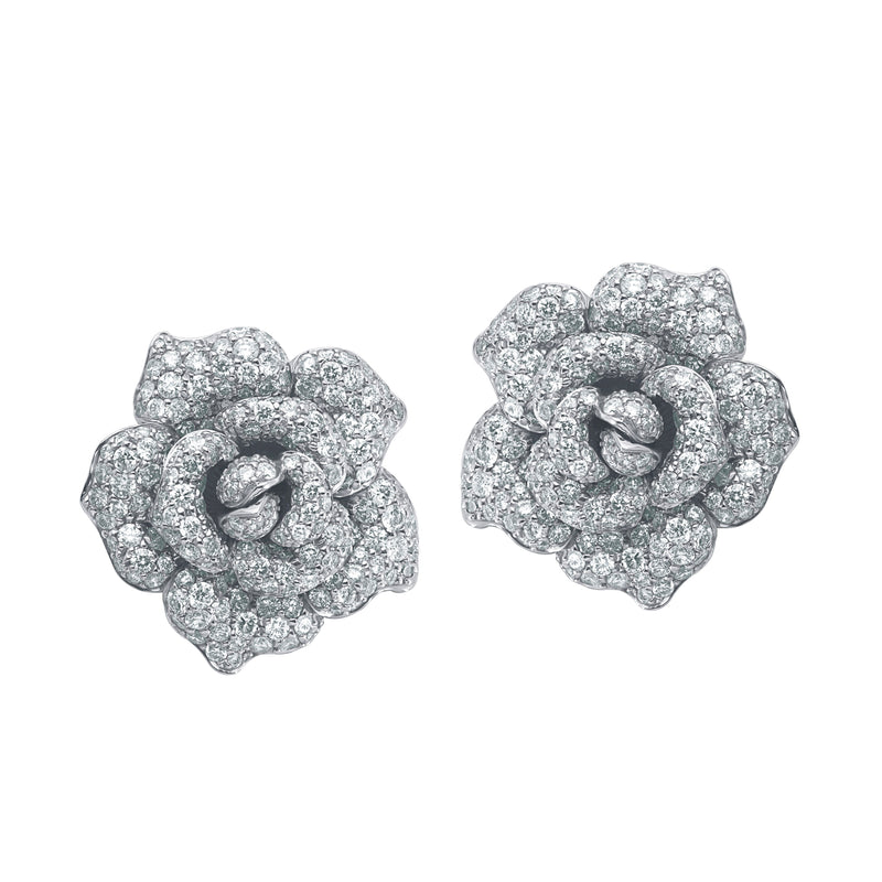 Enchanted Rose-18K White Gold-Nature Inspire-Diamond Earring