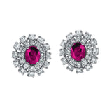 ﻿Scarlet Serenade-18K White Gold-Ruby & Diamond Earring-Womens Jewelry