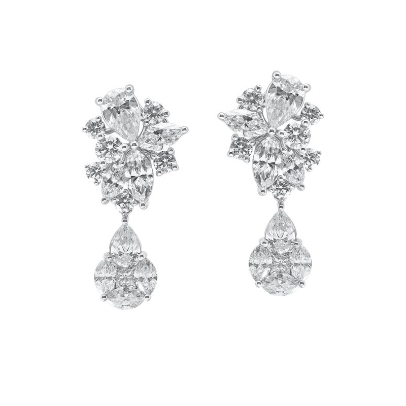 ﻿Ethereal Splendor-18K White Gold-Diamond Earring-Womens Jewelry