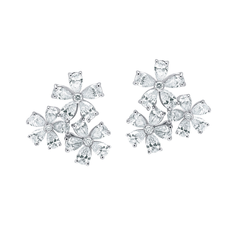 E10Petals-18K White Gold-Nature Inspired-Diamond Earring