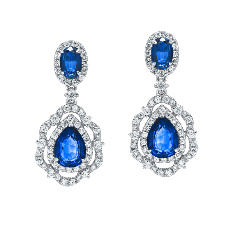 Midnight Starlight-18K White Gold-Saphire & Diamond Earrings-Womens Jewelry