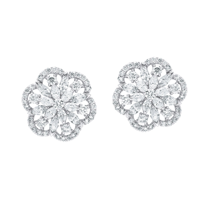 ﻿Twinkling Treasures-18K White Gold-Diamond Earring-Womens Jewelry
