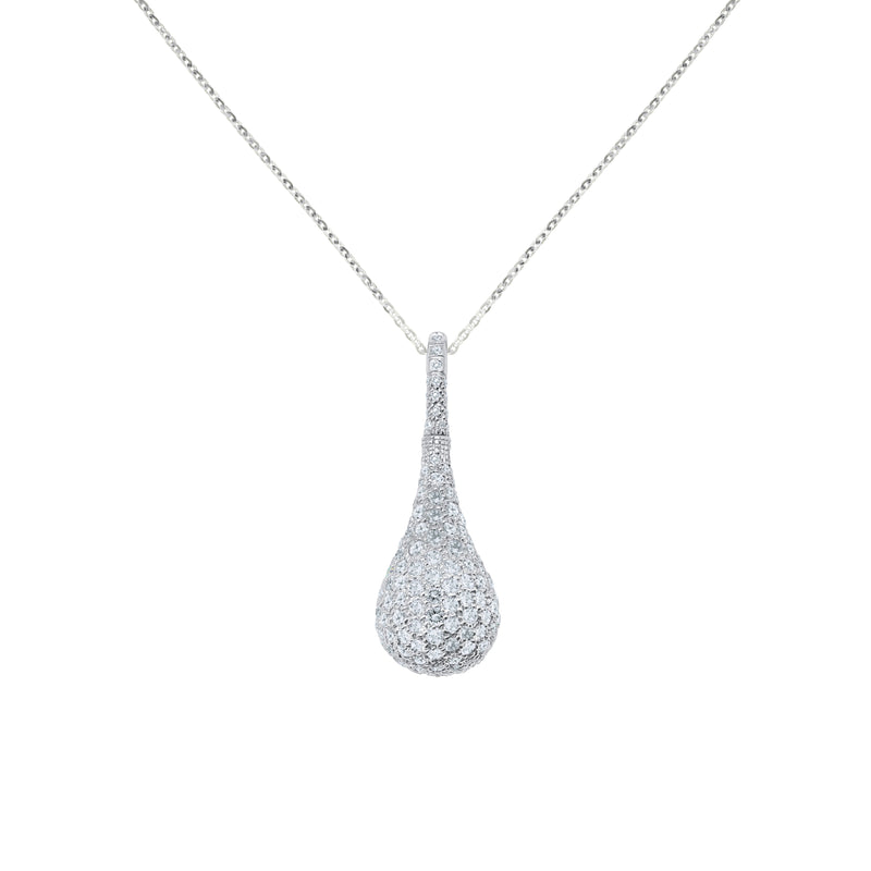 Stardust Drift-18K White Gold-Drop Shape-Diamond Pendant-Womens Jewelry