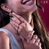 Ocean's Elegance | 18K Yellow Gold | Saphire & Diamond Ring | Womens Jewelry