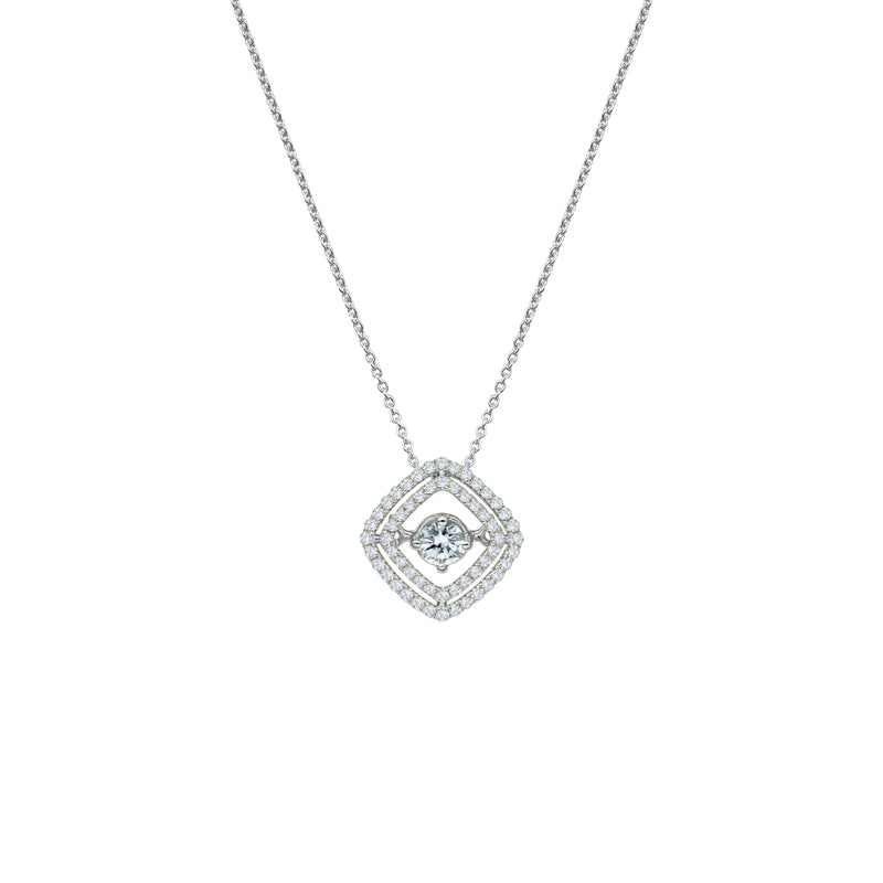 ﻿Timeless Elegance-18K White Gold-Diamond Pendant-Womens Jewelry