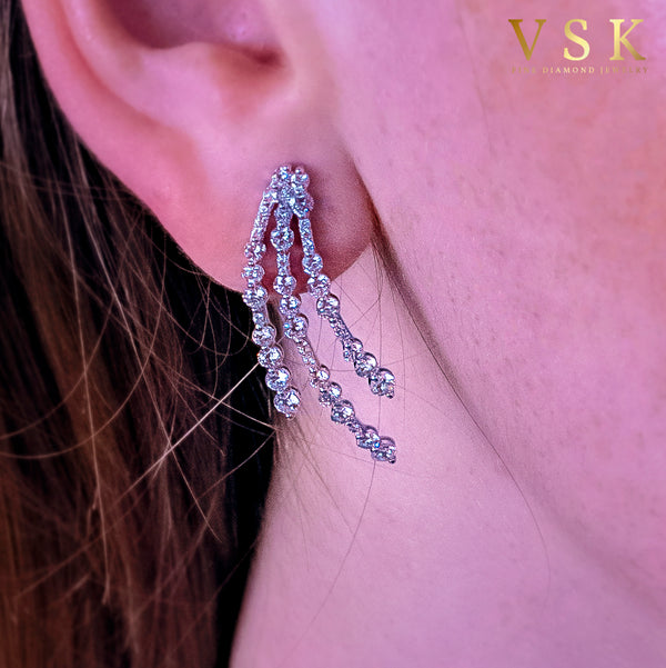 Ocean's Trident-18K White Gold-Diamond Earring-Womens Jewelry