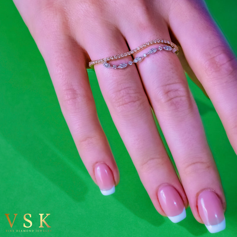 Dual-18K Yellow Gold-2 Fingered Ring-Diamond Ring