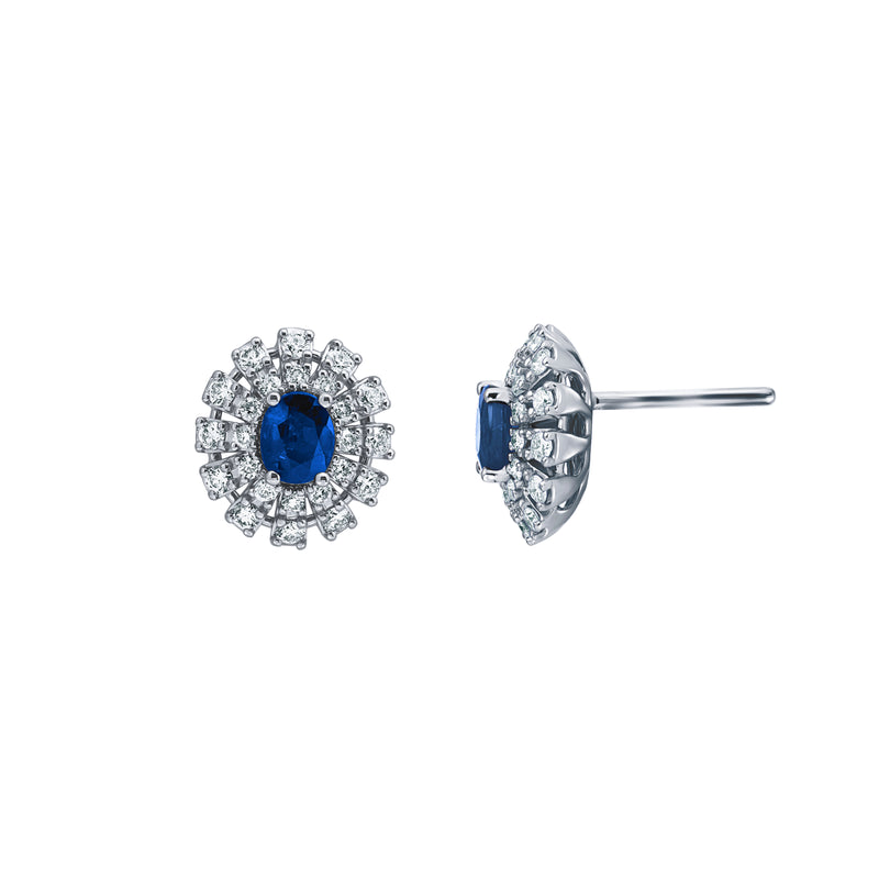Ocean Majesty-18K White Gold-Saphire & Diamond Earring-Womens Jewelry