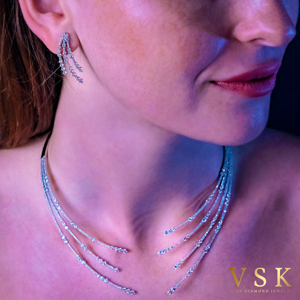 Trident-18K White Gold-Diamond Necklace-Womens Jewelry