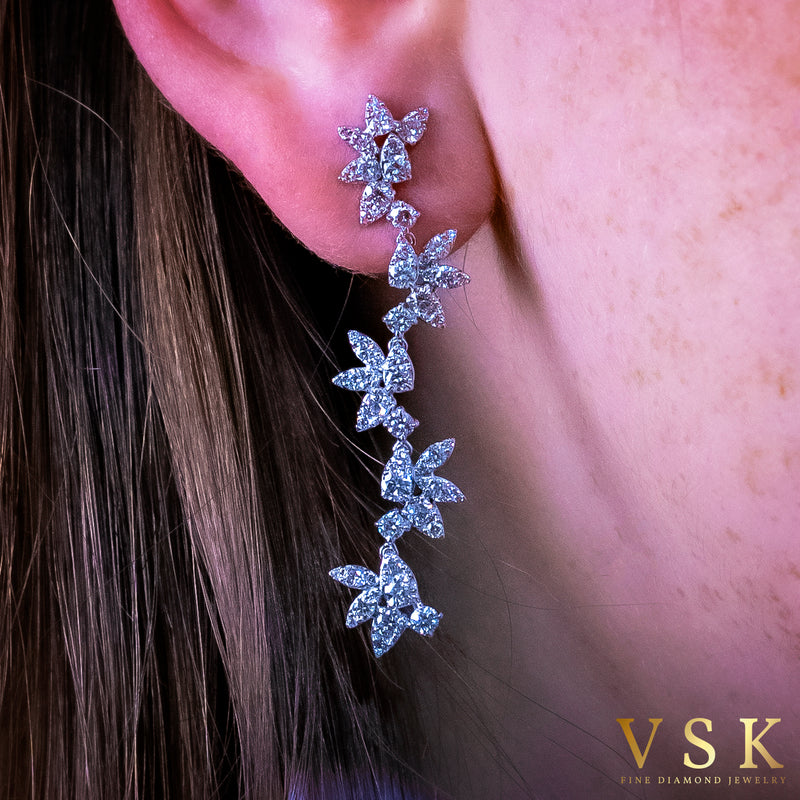 Charm Of Symphony-18K White Gold-Nature Inspired-Diamond Earring