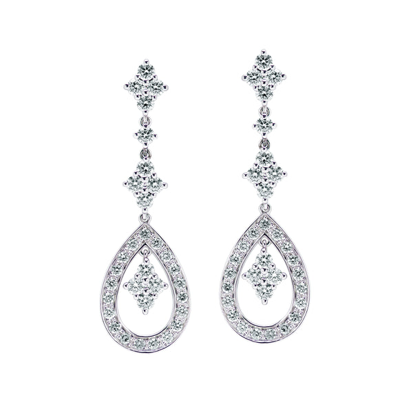 Stellar Pear Delight-18K White Gold-Pear Shaped-Diamond Earring-Womens Jewelry 