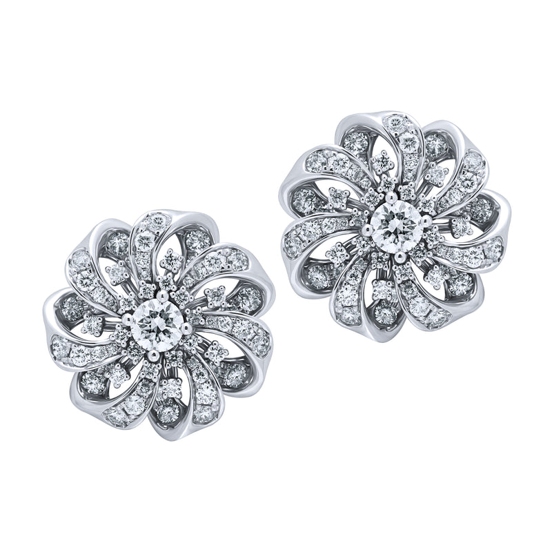 Spring-18K White Gold-Nature Inspired-Diamond Earring-Womens Jewelry