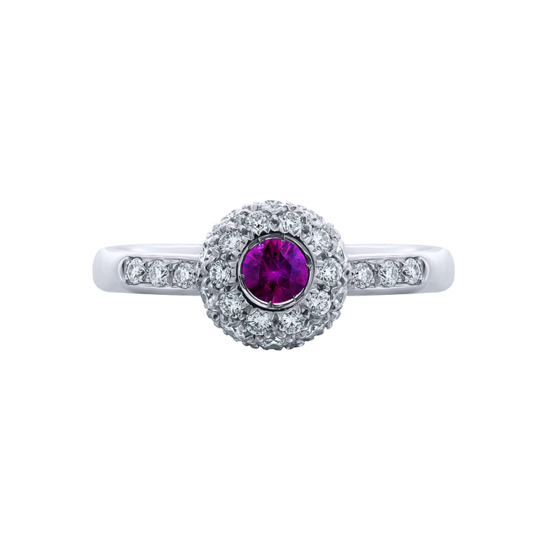 ﻿Royal Radiance-18K White Gold-Diamond & Amethyst Ring-Womens Jewelry