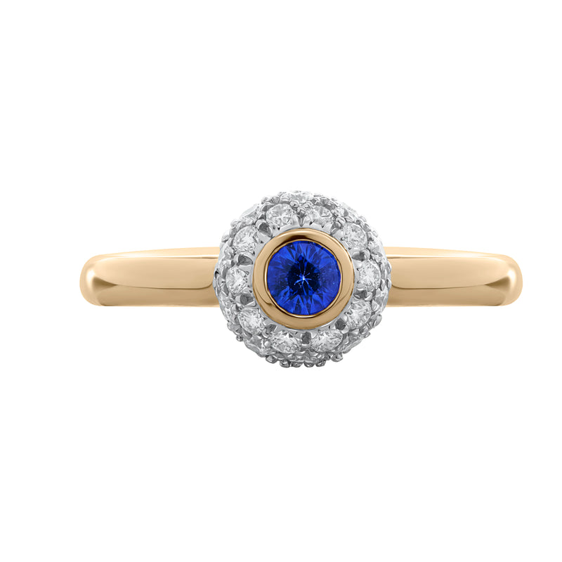 Ocean's Elegance-18K Yellow Gold-Saphire & Diamond Ring-Womens Jewelry