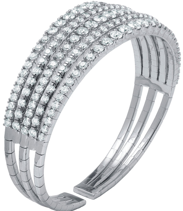 ﻿Eternal Spiral Sparkle-18K White Gold-Flexible-Diamond Bracelet-Womens Jewelry