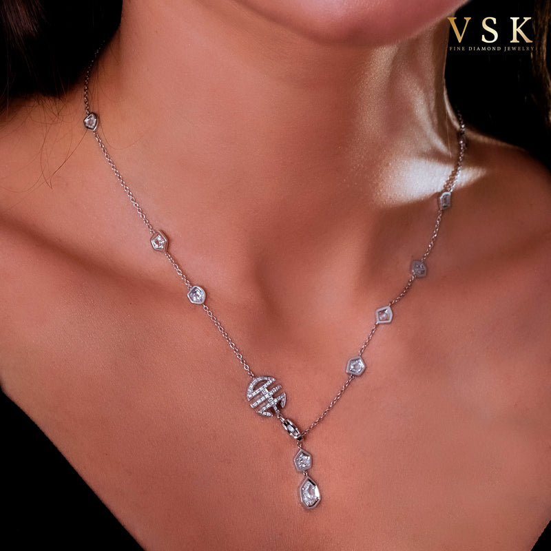 Illuminati's Radiance-18K White Gold-Diamond Necklace-Womens Jewelry
