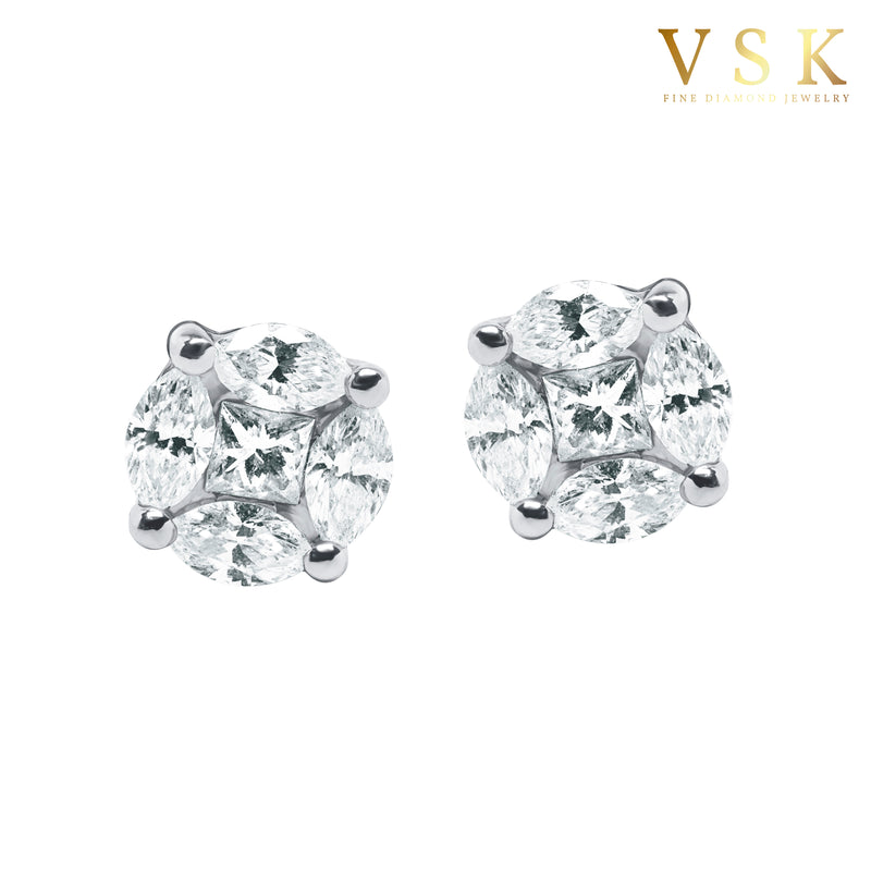 Star-18K White Gold-Diamond Earring-Womens Jewelry