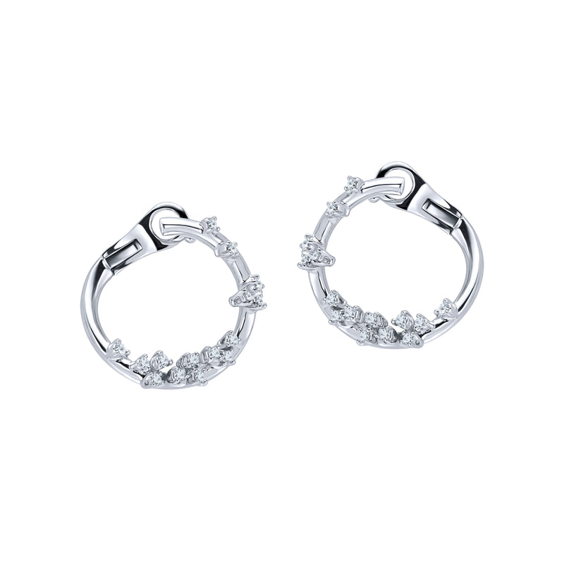 ﻿Timeless Orbit-18K White Gold-Hoop Diamond Earring-Womens Jewelry