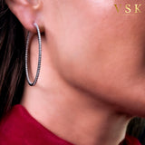 Timeless Glamour-18K White Gold-Hoop Diamond Earring-Womens Jewelry