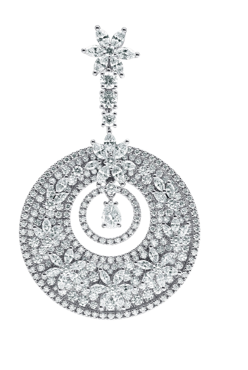 Full Moon-18K White Gold-Diamond Earring-Womens Jewelry