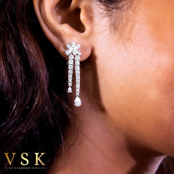 EXLUXURY-18K White Gold-Diamond Earrings-Womens Jewelry