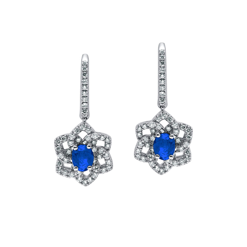 SAPGARDEN-18K White Gold-Saphire & Diamond Earring-Womens Jewelry