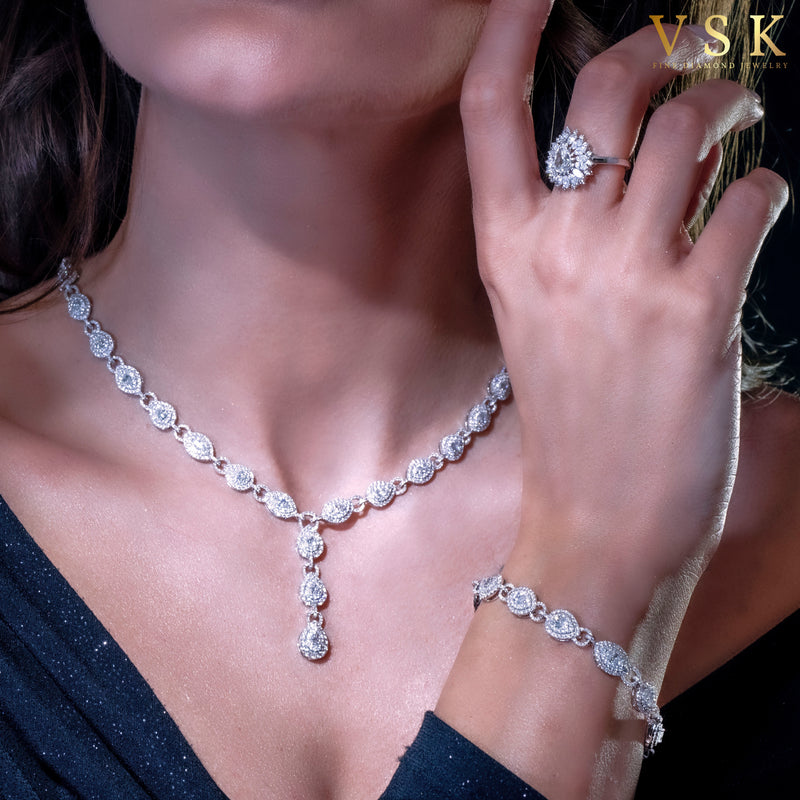 Infinite Glamour-18K White Gold-Diamond Necklace-Womens Jewelry