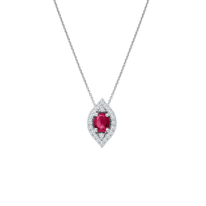 RLeaf | 18K White Gold | Blue Saphire & Diamond Pendant | Womens Jewelry