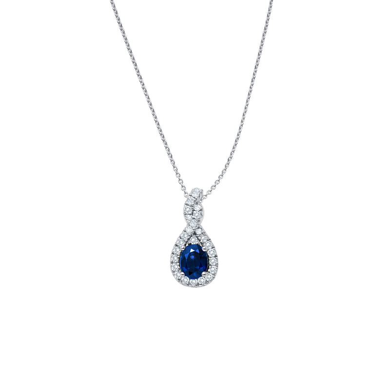 The Sapphire Cascade-18K White Gold-Diamond & Saphire Pendant-Womens Jewelry