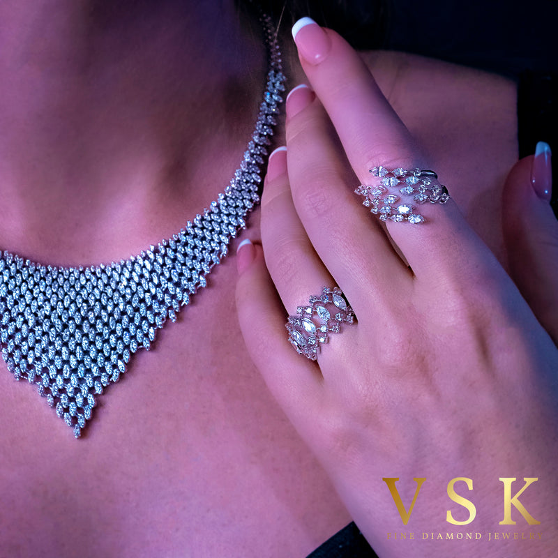 Ethereal Net | 18K White Gold | Diamond Ring | Womens Jewelry