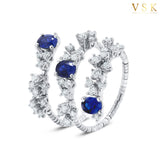 Azure Serenity-Spring Ring-18K White Gold-Diamond Ring 