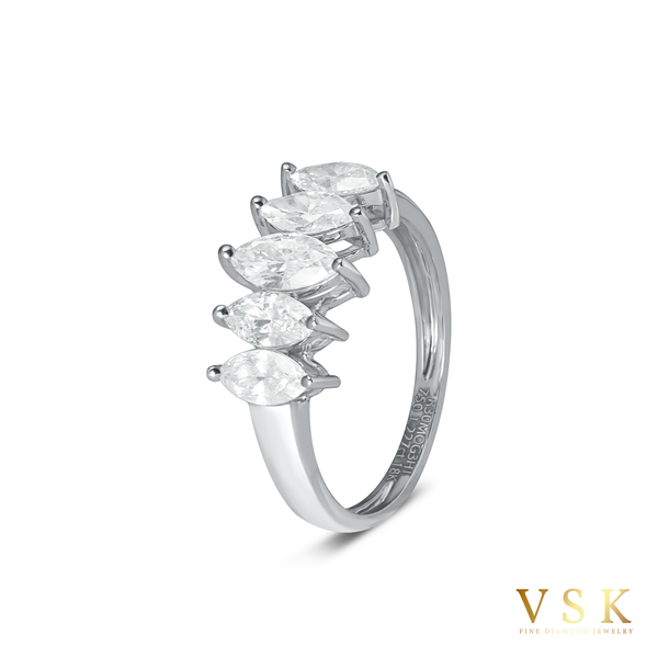 ﻿The Marquise Cascade-18K White Gold-Marquise Cut Diamond Ring-Womens Jewelry