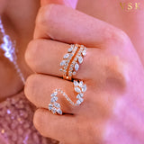 ﻿The Marquise-Round Embrace-18K White Gold-Round& Marquise Cut Diamond Ring-Womens Jewelry