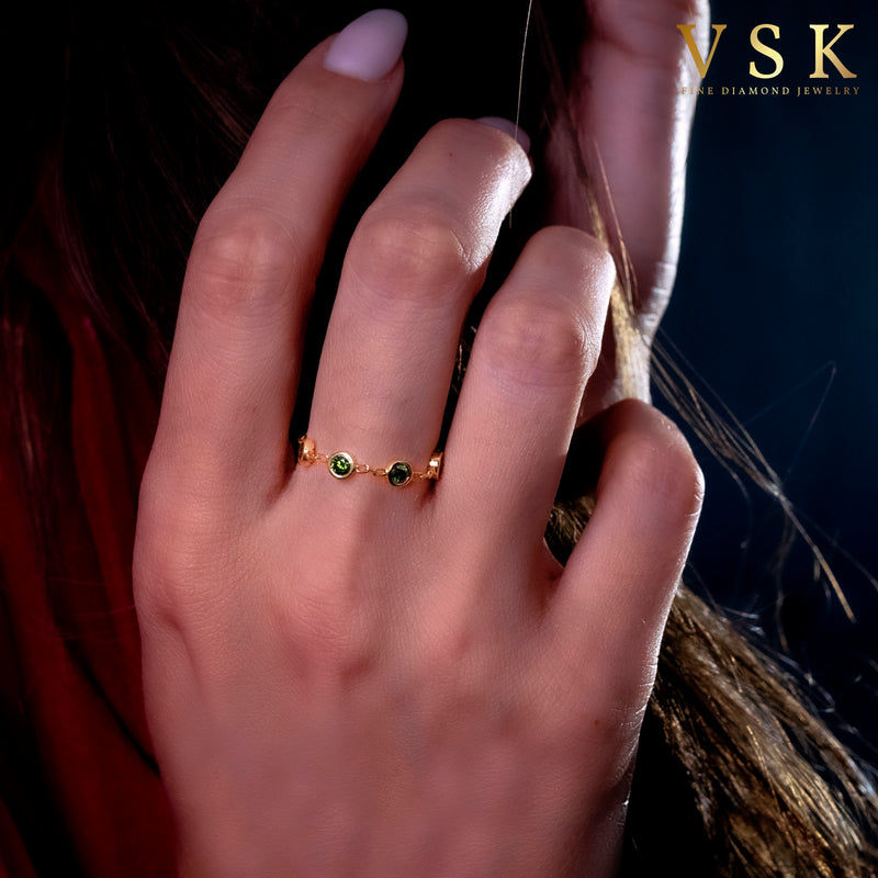 ﻿The Chain of Brilliance-18K Yellow Gold-Diamond Ring-Womens Jewelry