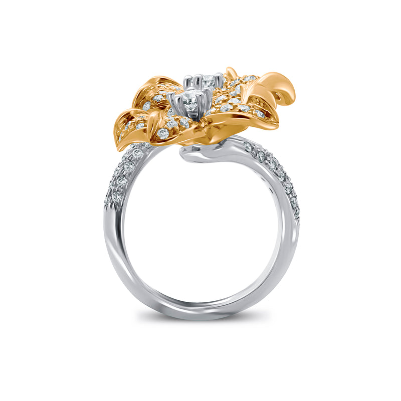 Golden Blossom-18K White & Yellow Gold-Diamond Ring-Womens Jewelry