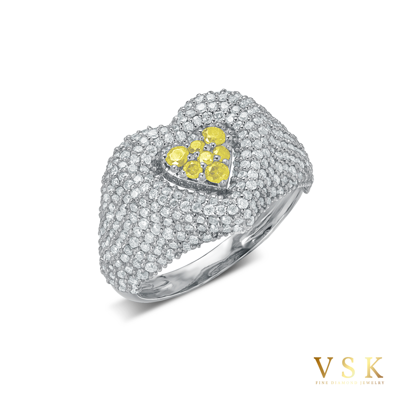The Heartfelt Radiance-18K White Gold-Yellow Stone & Diamond Ring-Womens Jewelry