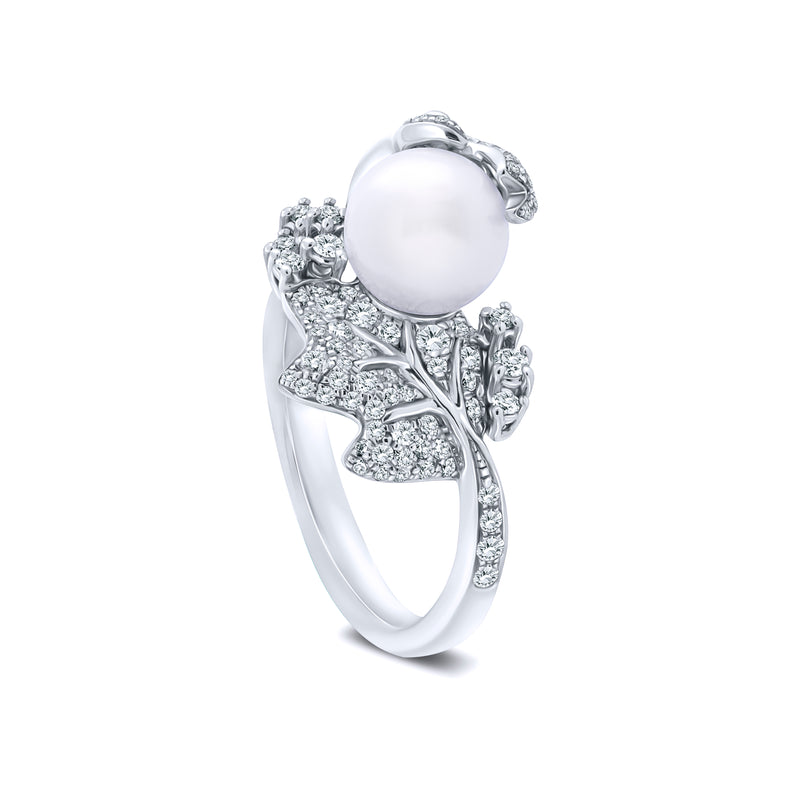 The Pearl Leaf Serenity-18K White Gold-Diamond & Pearl Ring-Womens Jewelry