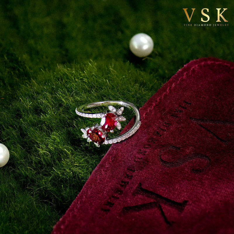 ﻿Majestic Ruby Radiance-18K White Gold-Ruby & Diamond Ring-Womens Jewelry
